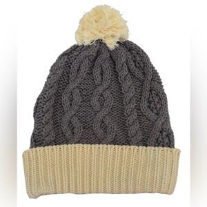 NWOT Aran Hat by Patrick Francis Ireland Chunky Knit Gray Natural Cotton Blend